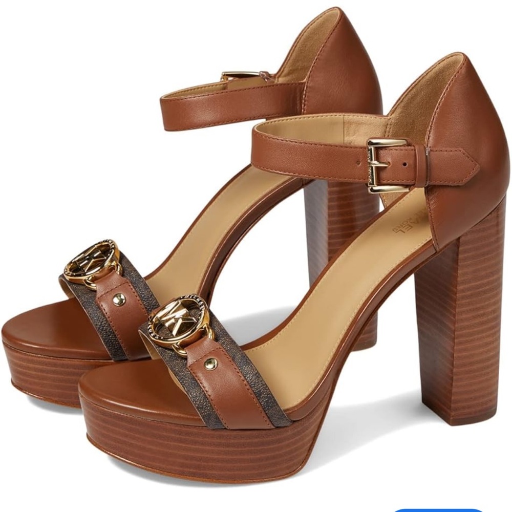 Michael Kors Women's Rory Platform Leather Dress Hight Heel Sandals Size 7.5